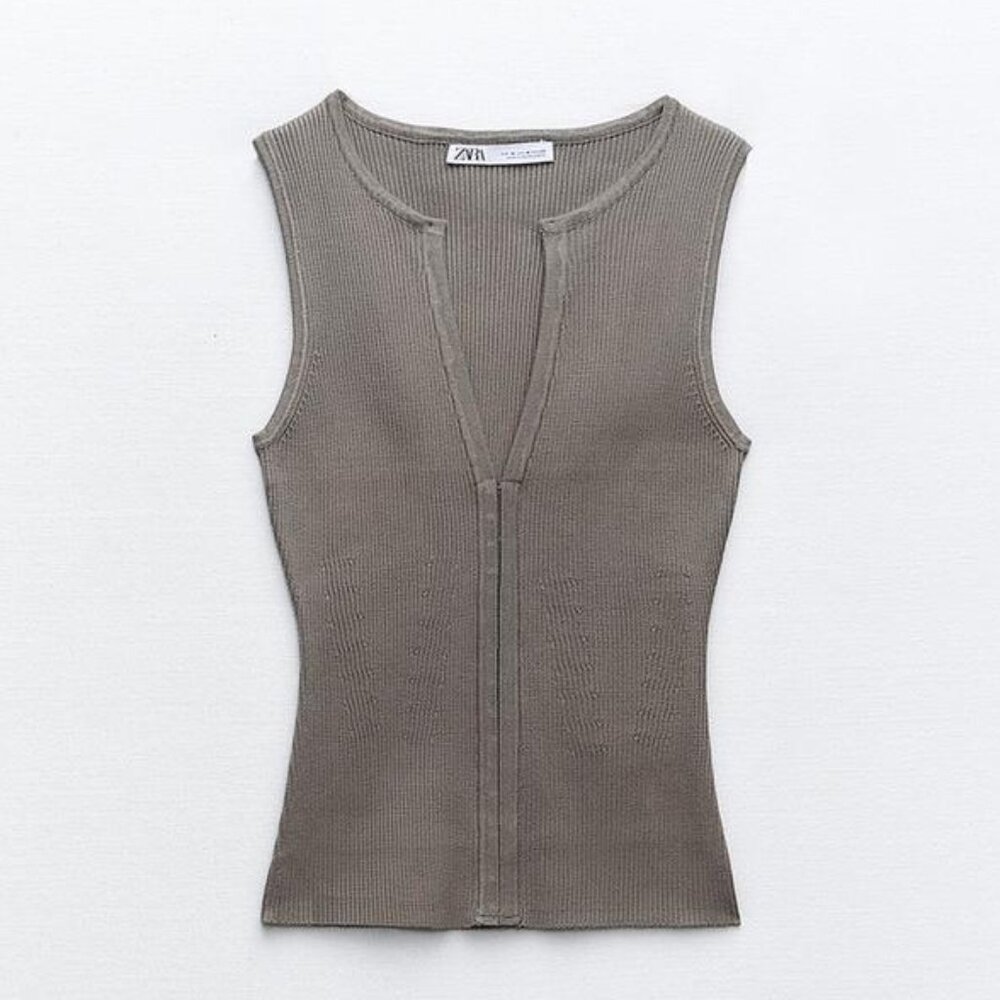 ZARA Fitted Hook Closure Knit Top - S